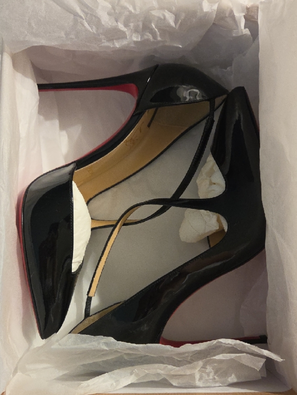 Christian Louboutin Black Patent Jumping 100 MM Pointed-Toe Pumps - Picture 4 of 8